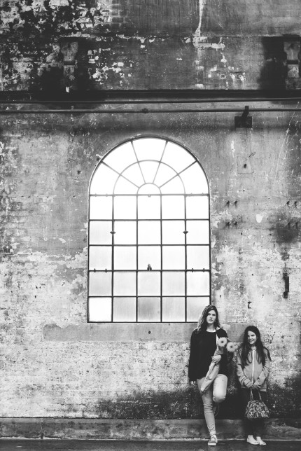 sydney photographers - sisters in front of old building